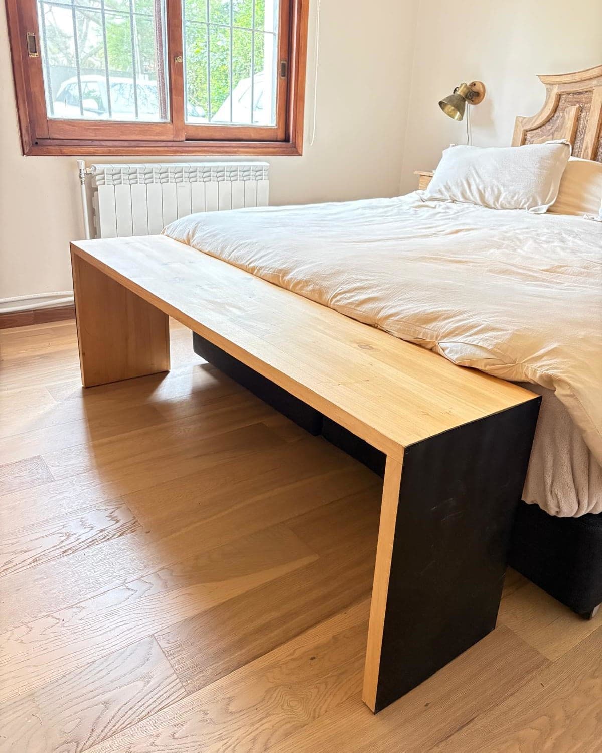 Pie de cama de madera eucaliptus