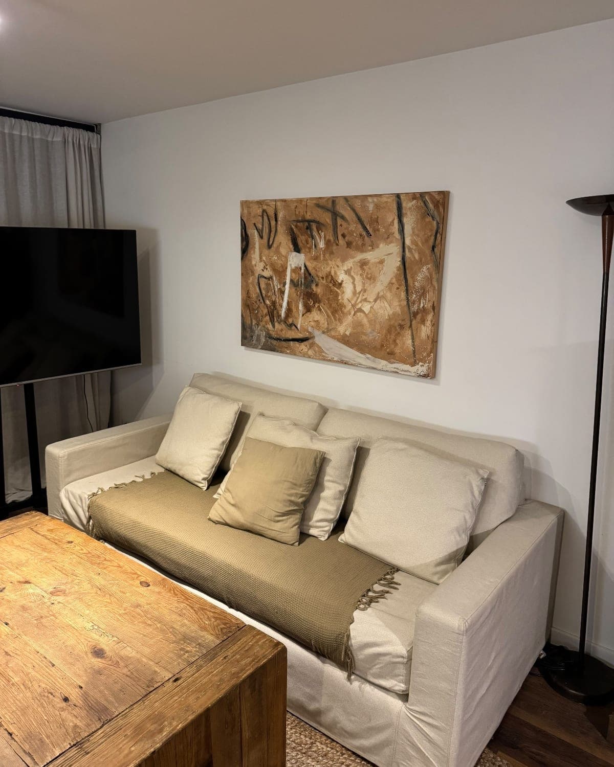 Sillón sofá 2.20 m tapizado beige