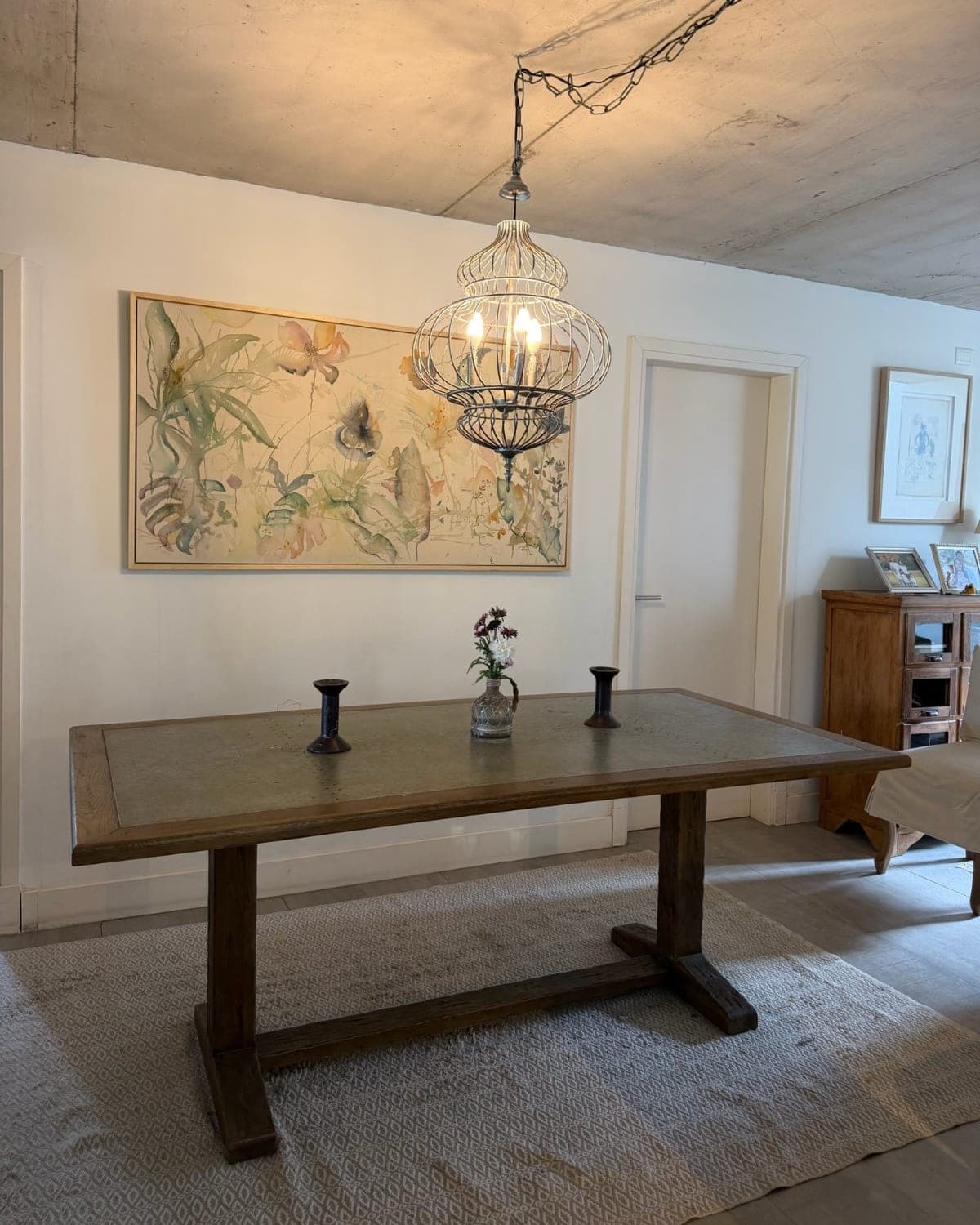Mesa de comedor madera y chapa galvanizad