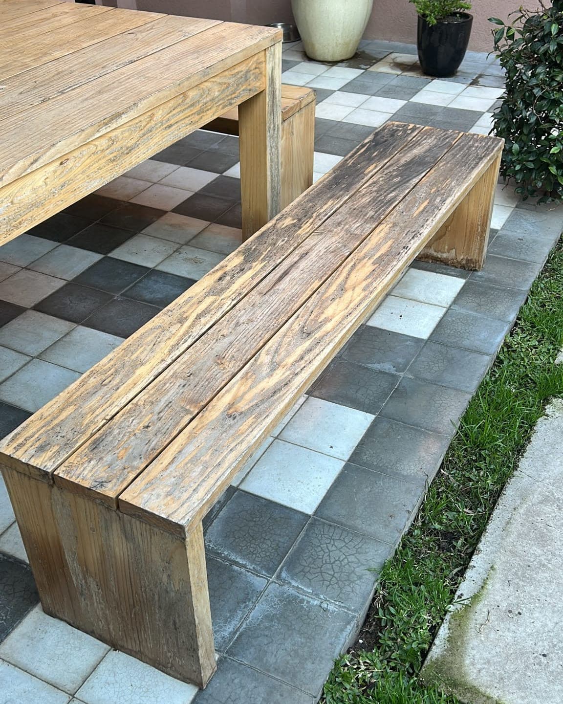 3 Bancos de madera maciza